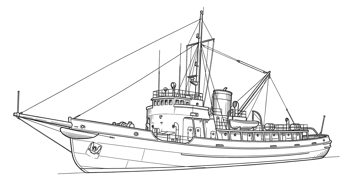 Engraved line drawing of the USCGC Spar