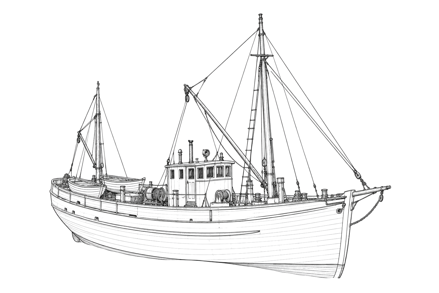 Engraved line drawing of the Nina