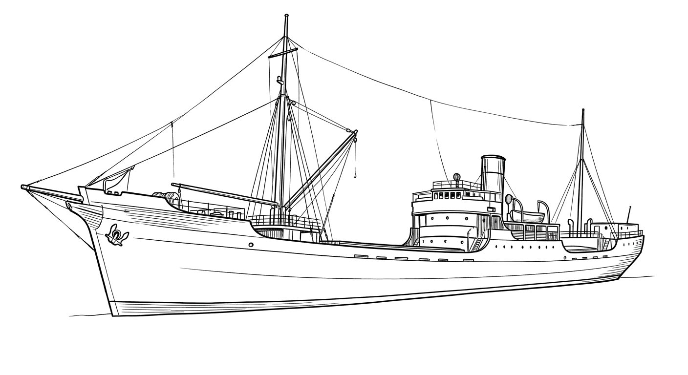 Engraved line drawing of the Biscayne