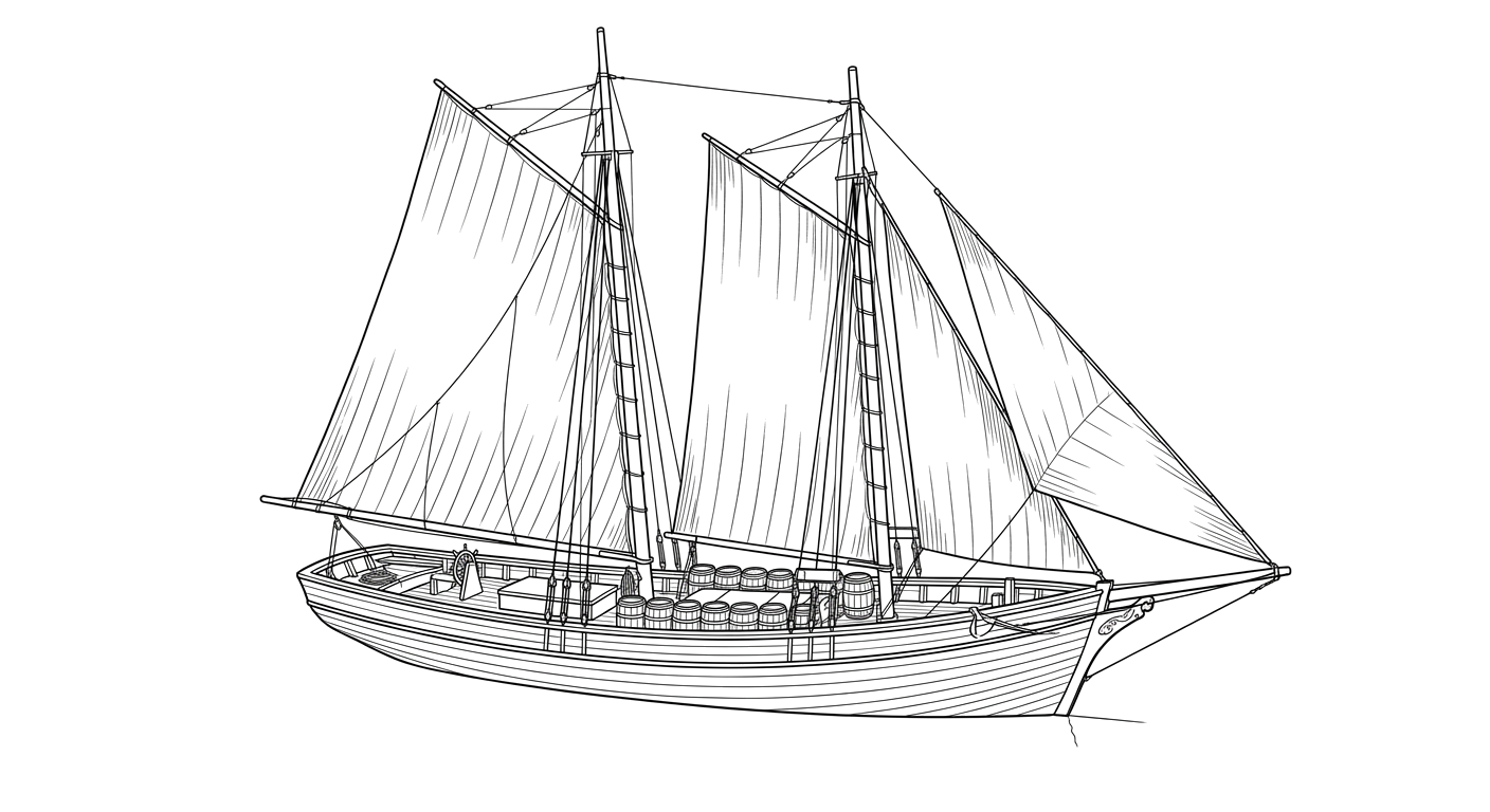 Engraved line drawing of the Effie M.