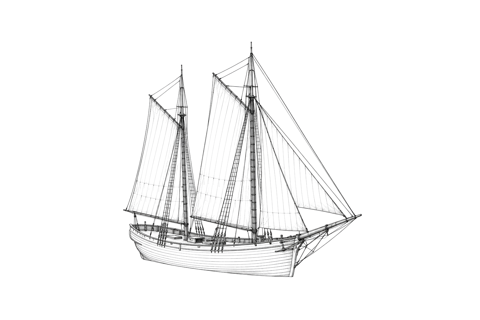 Engraved line drawing of the Stephen F. Gale