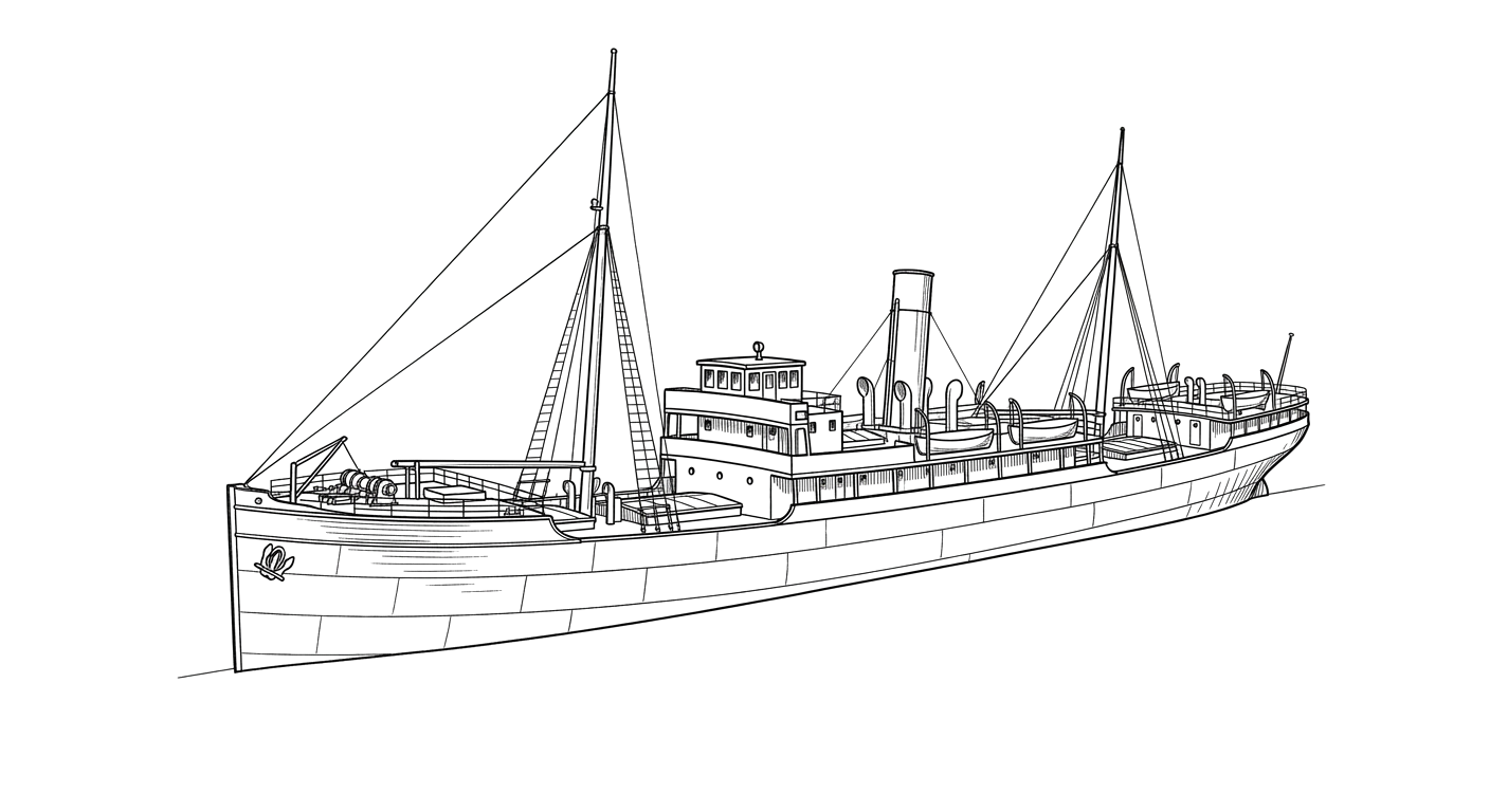 Engraved line drawing of the SS America
