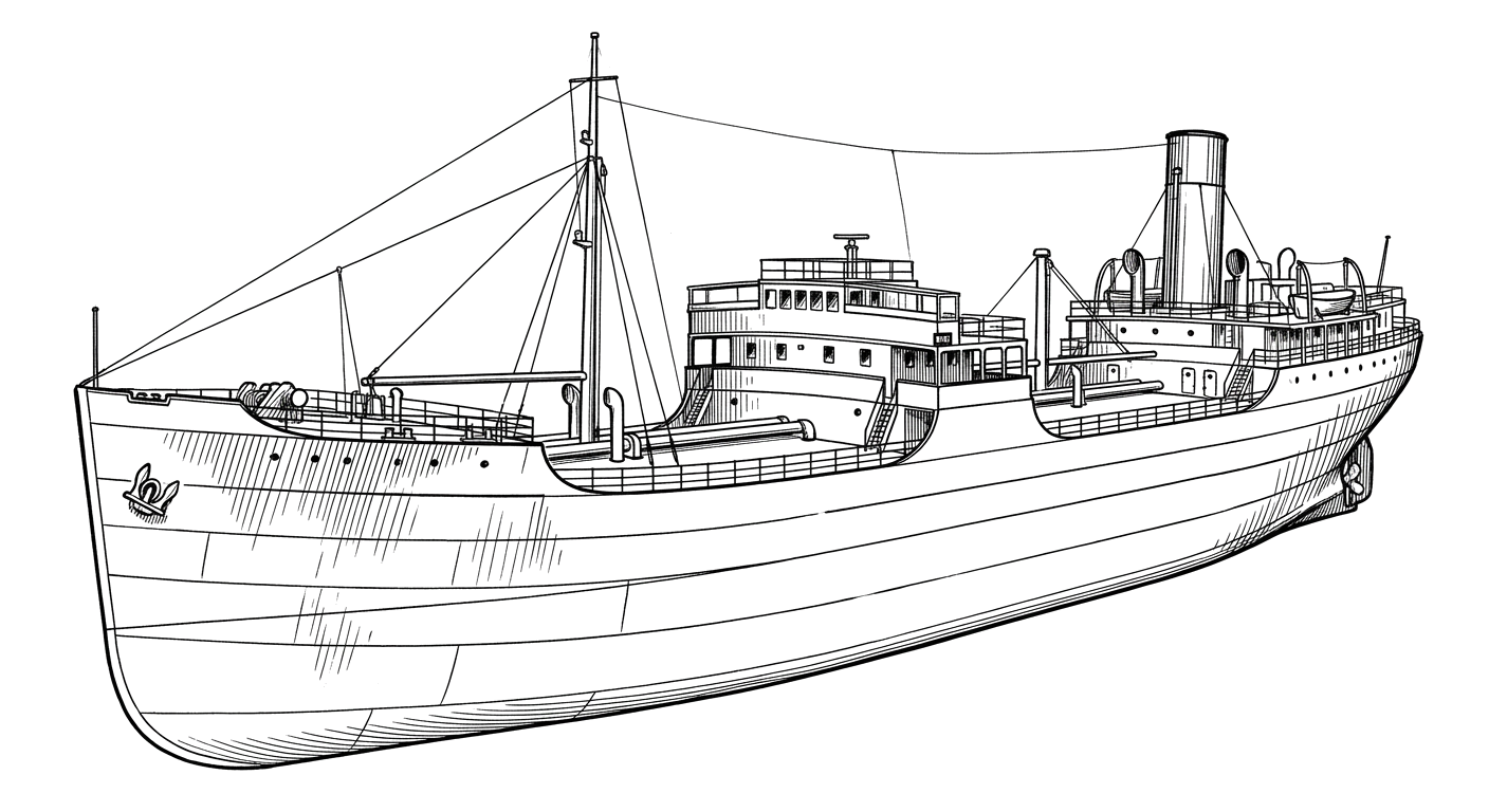 Engraved line drawing of the R.P. Resor