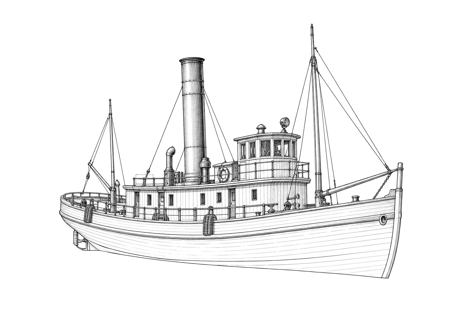 Engraved line drawing of the John Evenson