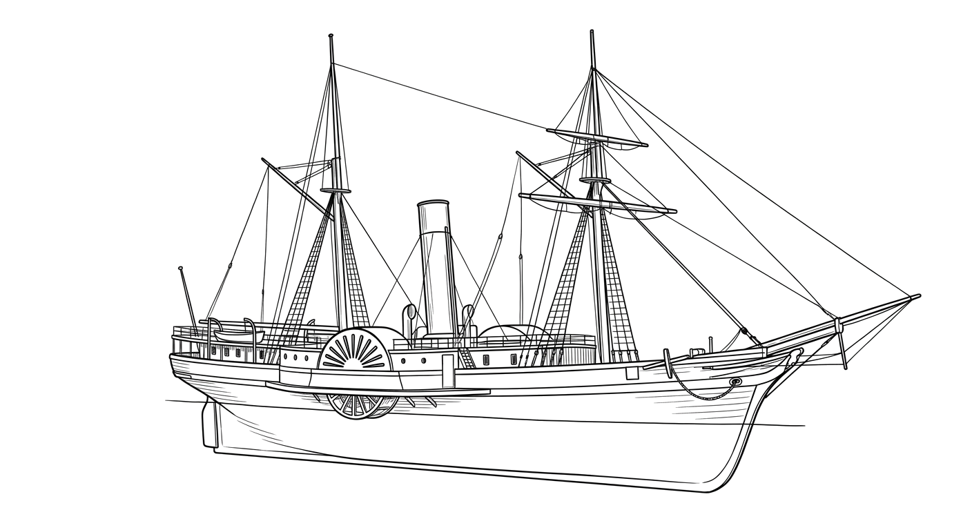 Engraved line drawing of the SS Tennessee