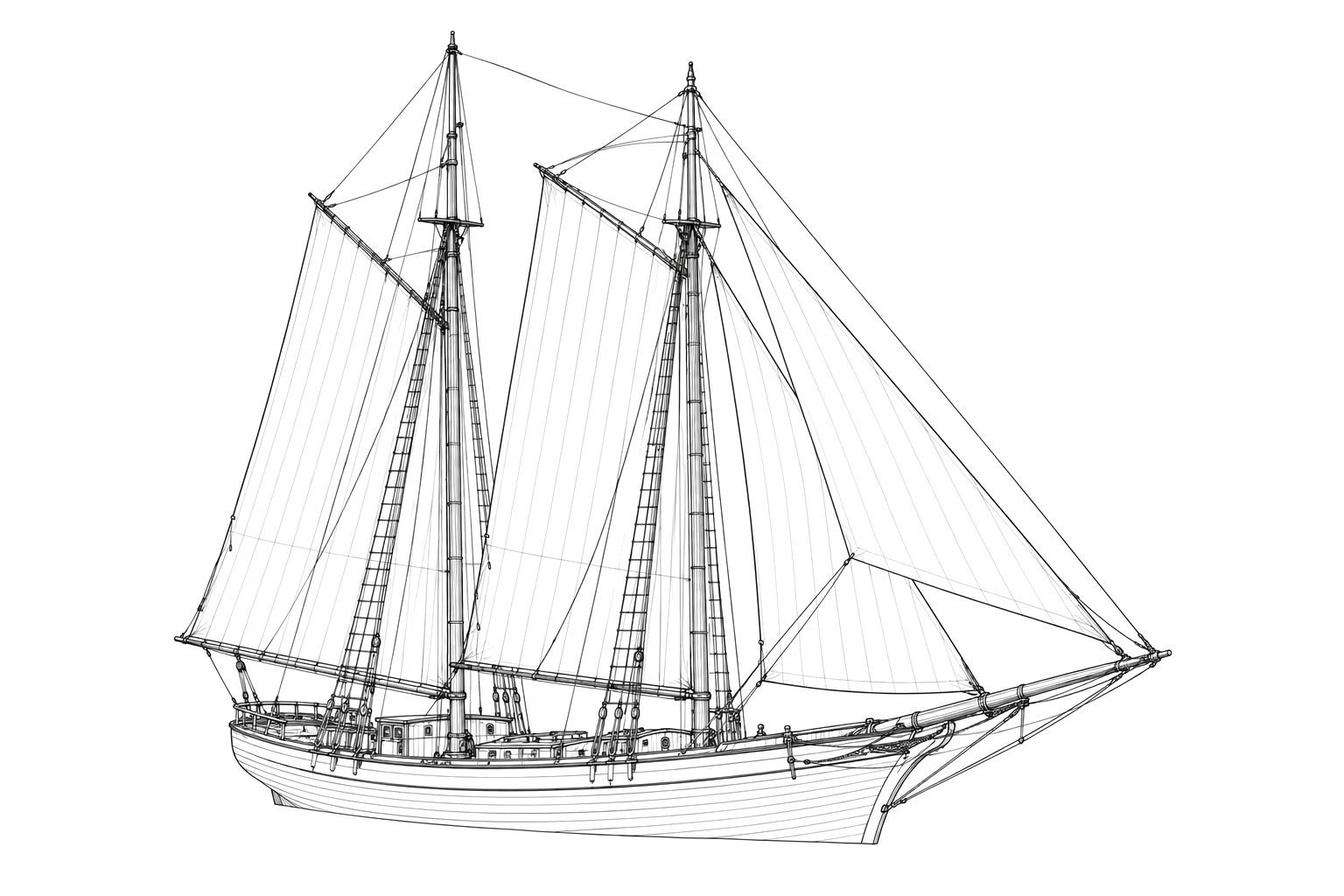 Engraved line drawing of the Lucy Jones