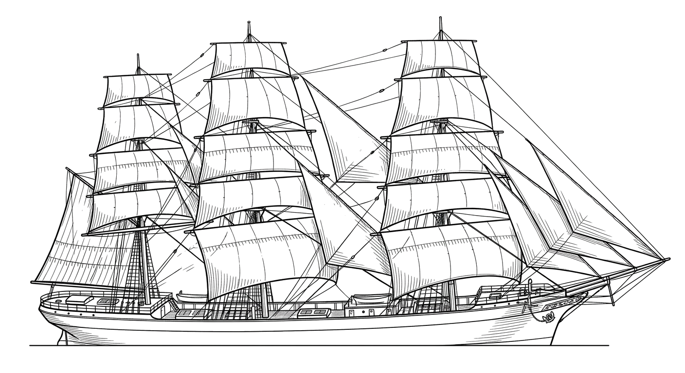 Engraved line drawing of the Andelana