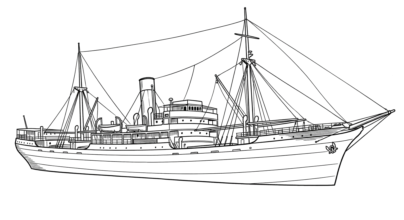 Engraved line drawing of the San Pablo