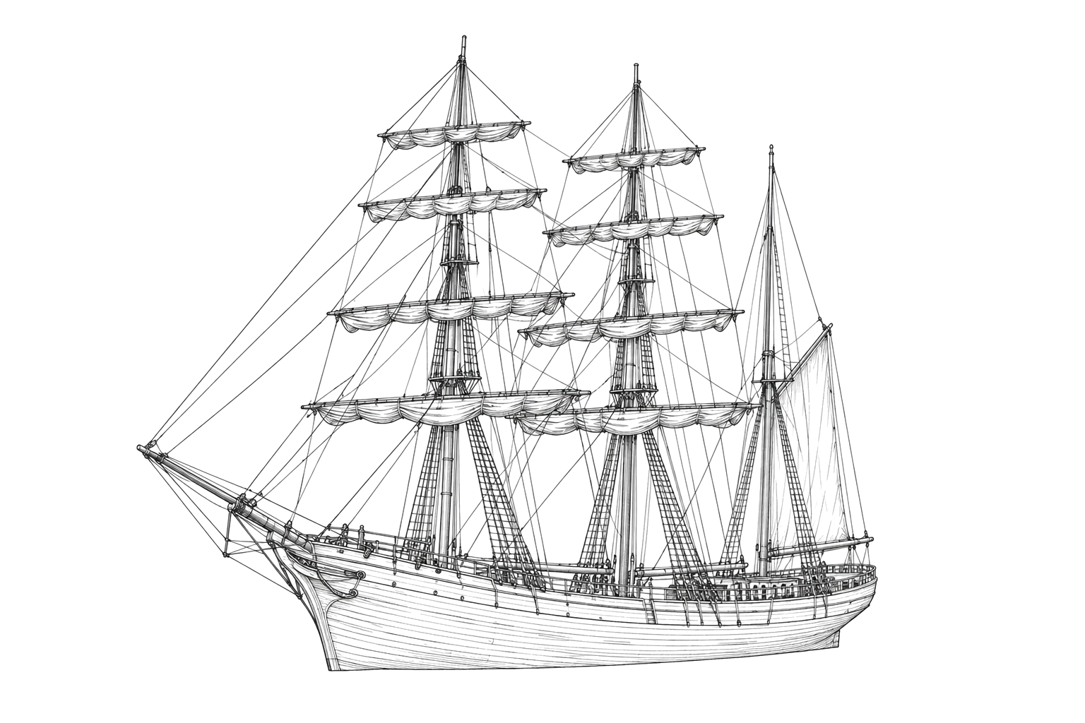 Engraved line drawing of the Annie C. Maguire
