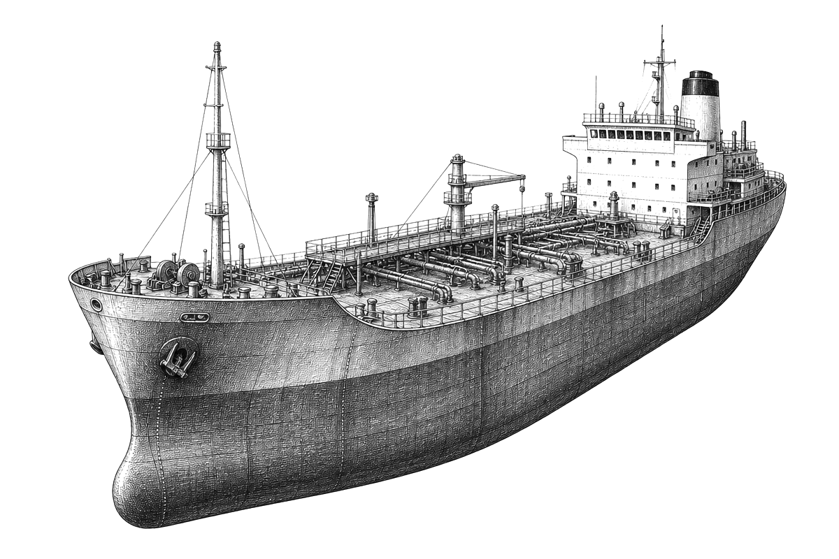 Engraved line drawing of the Chester A. Poling