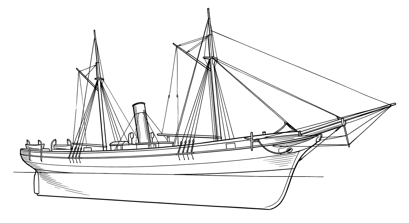 Engraved line drawing of the CSS Georgiana