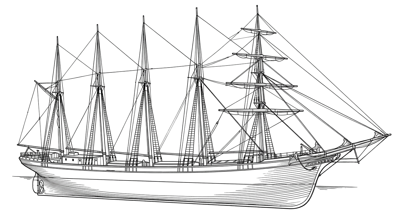 Engraved line drawing of the Samuel J. Goucher