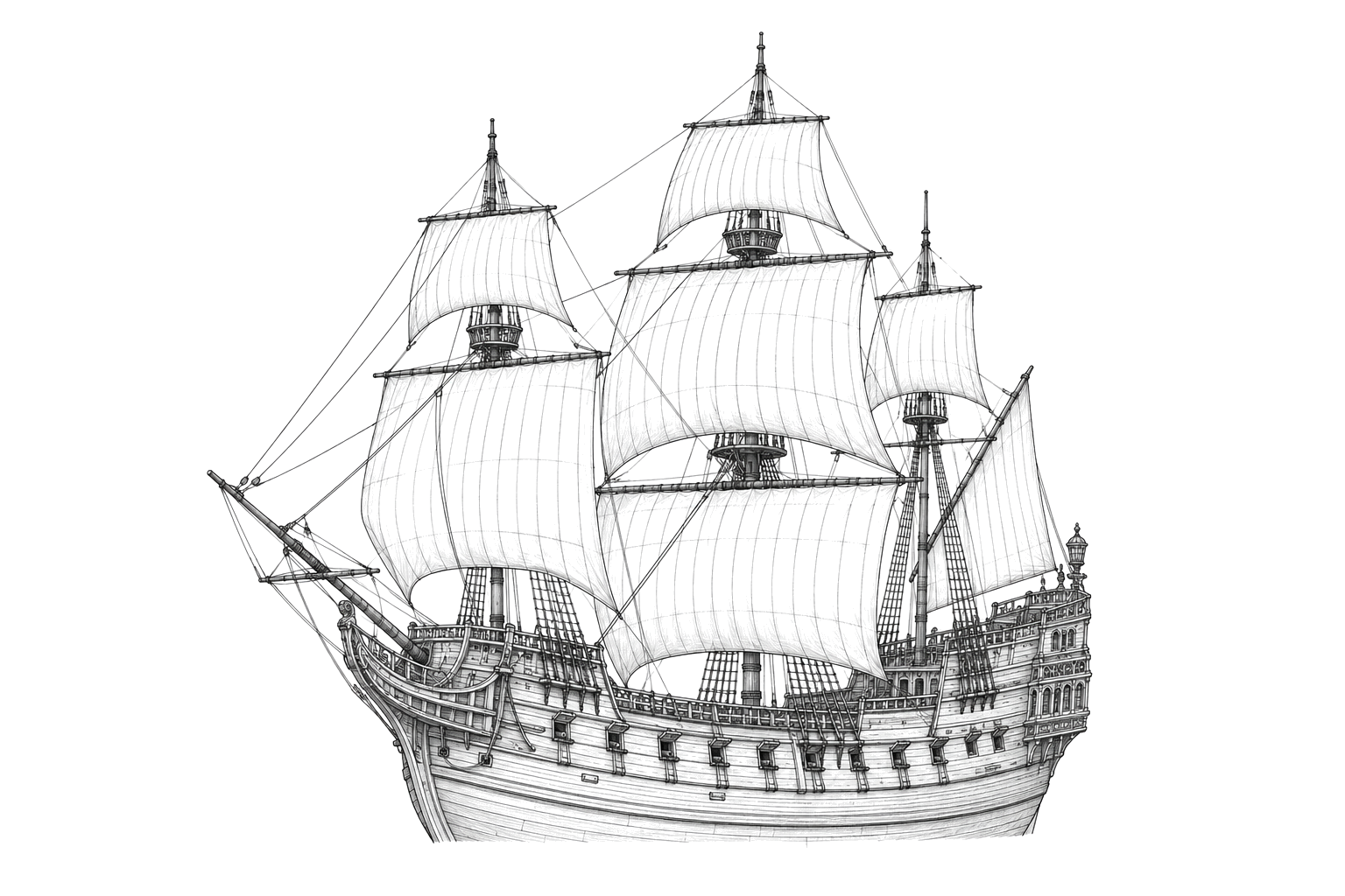 Engraved line drawing of the Nuestra Señora del Juncal