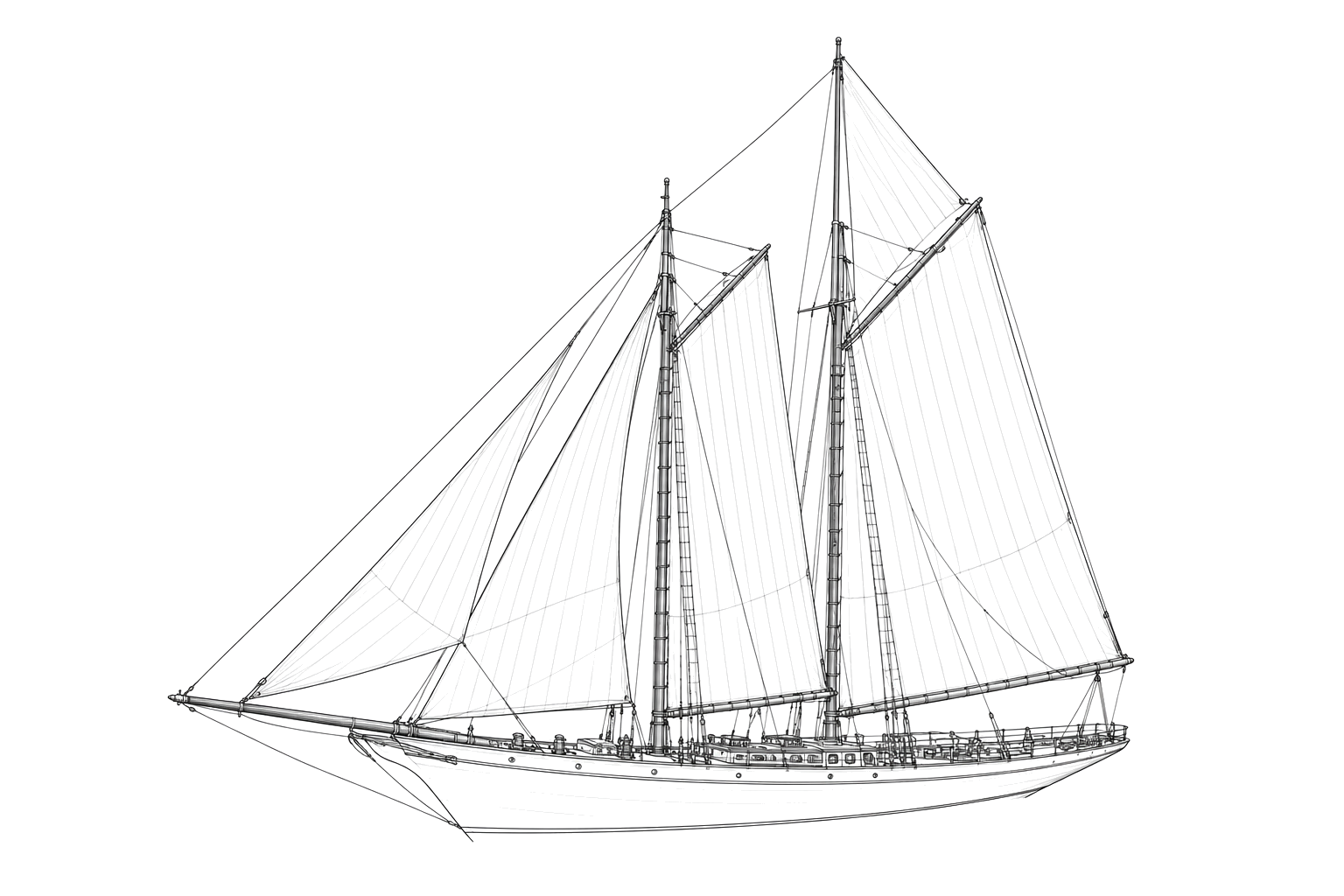 Engraved line drawing of the Half Moon
