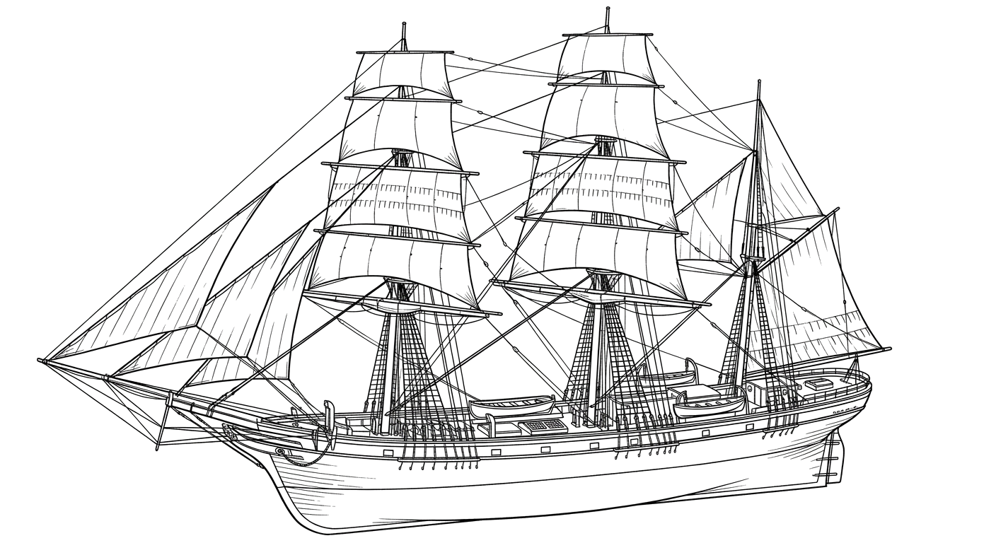 Engraved line drawing of the Louika