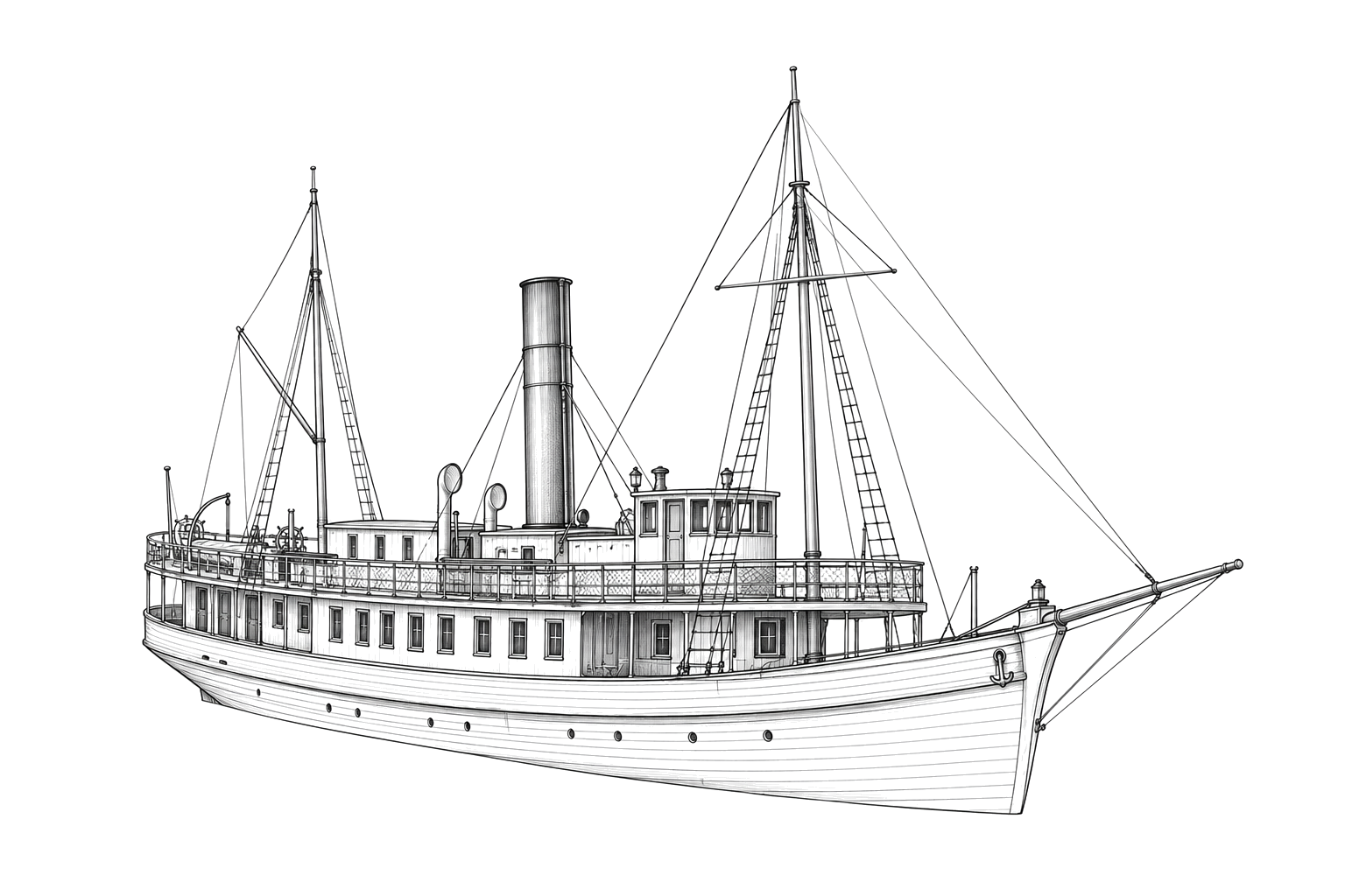 Engraved line drawing of the Erie L. Hackley