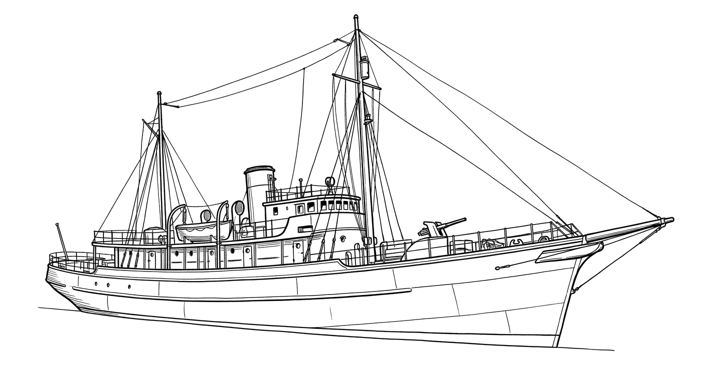 Engraved line drawing of the USCGC General Greene