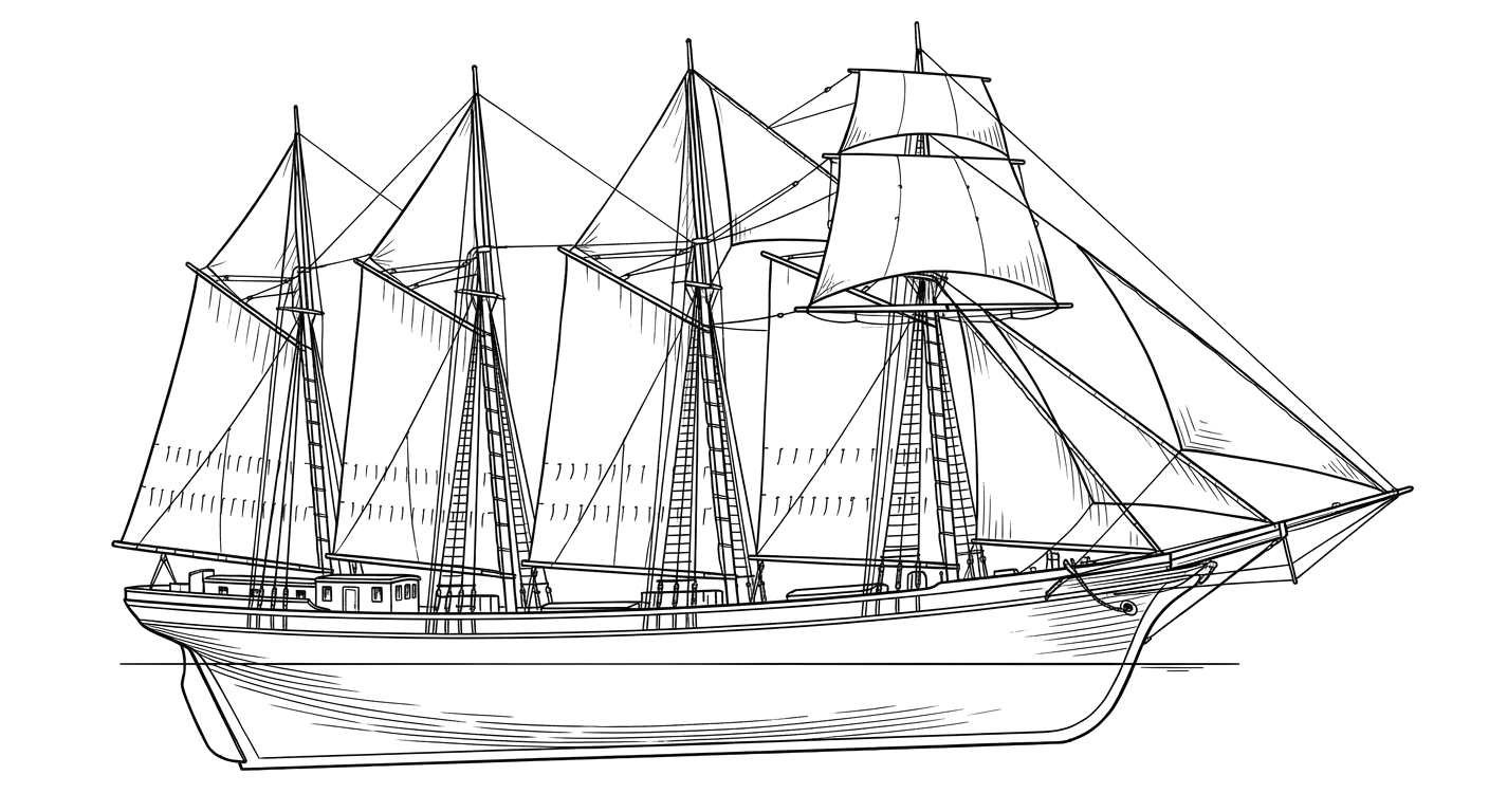 Engraved line drawing of the Louise B. Crary