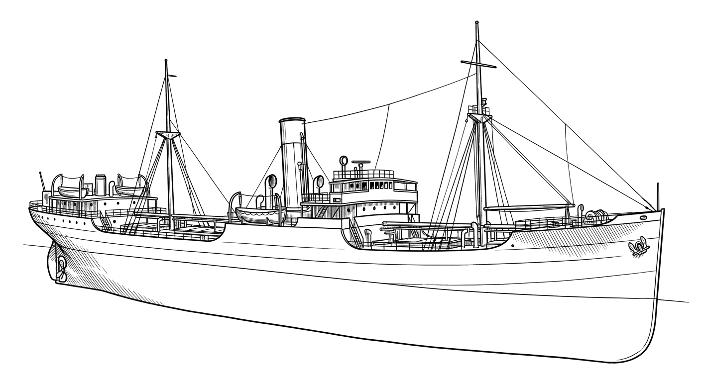 Engraved line drawing of the SS Munger T. Ball