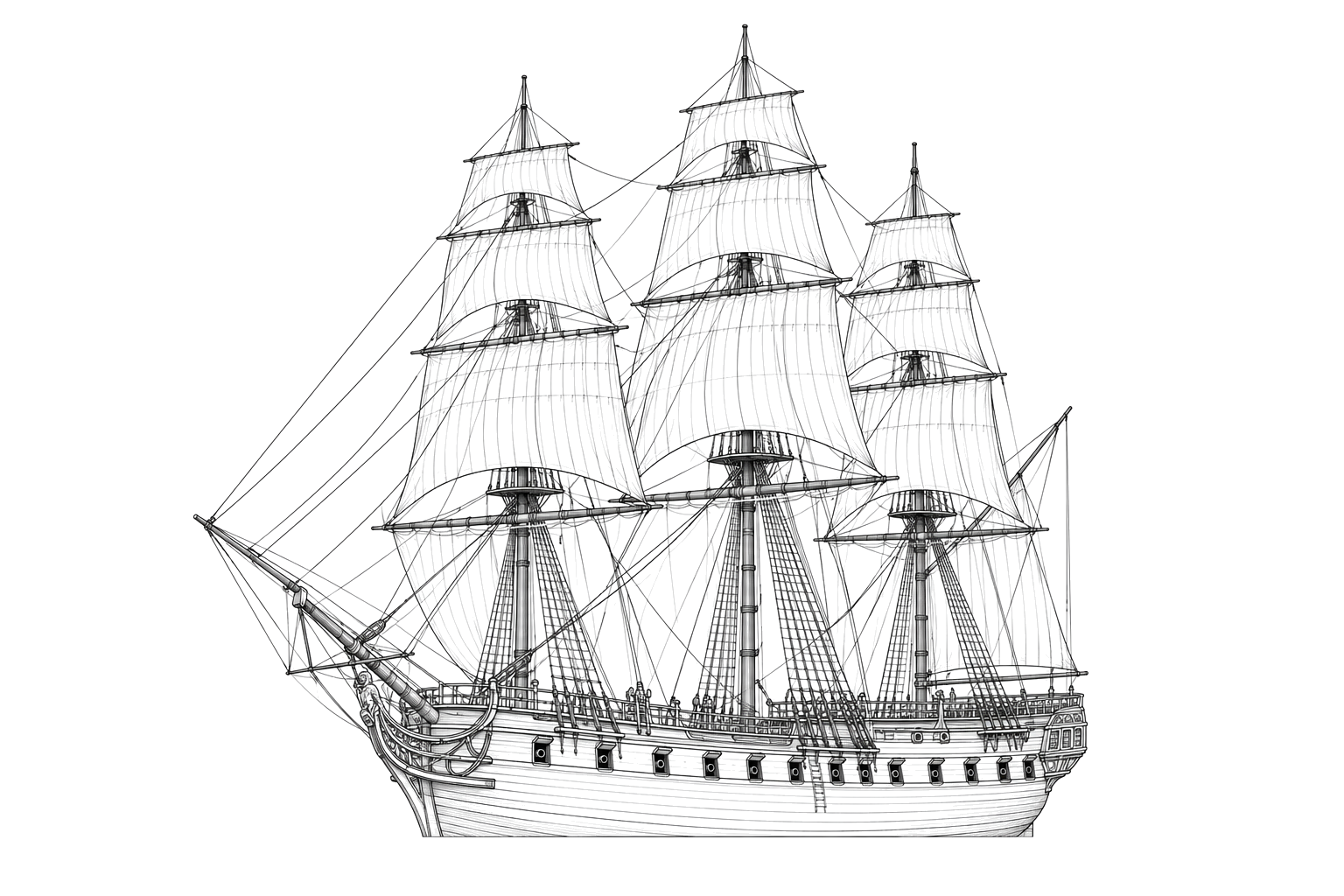 Engraved line drawing of the HMS Orpheus