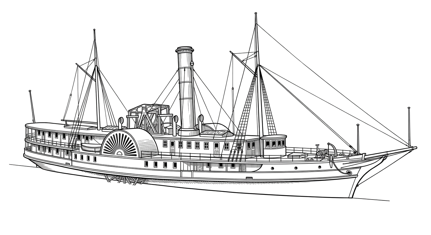 Engraved line drawing of the Thomas Cornell