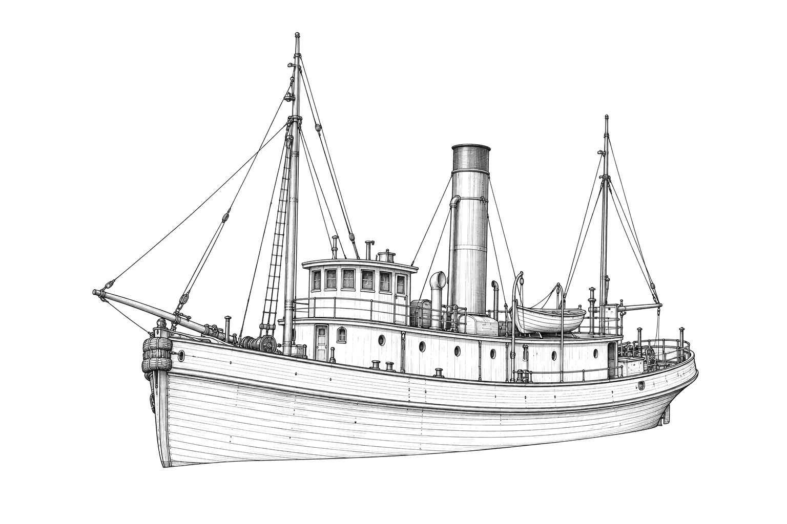 Engraved line drawing of the A.C. Adams