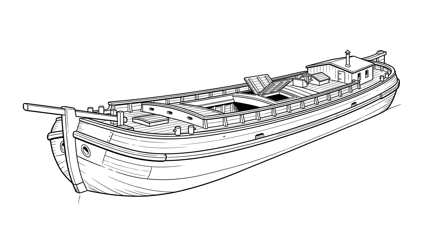 Engraved line drawing of the Priscilla Dailey