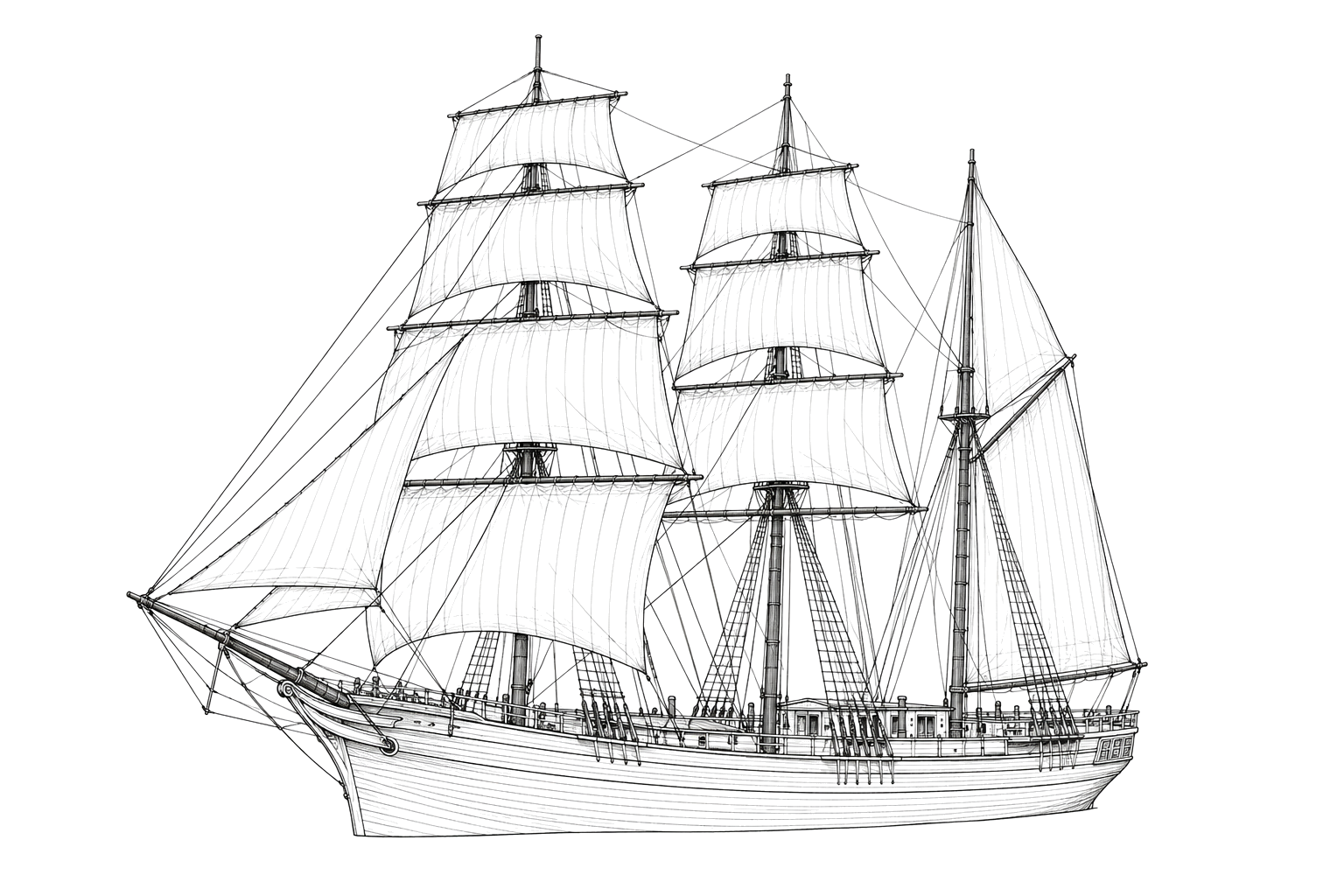 Engraved line drawing of the Two Fannies