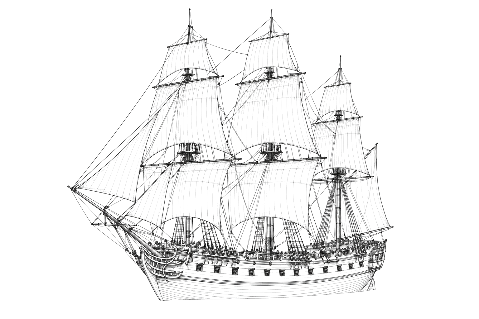 Engraved line drawing of the HMS Syren