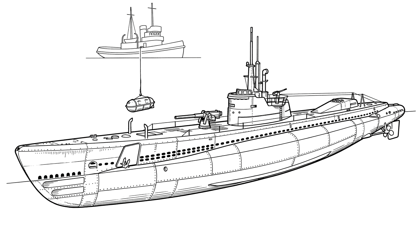 Engraved line drawing of the USS Squalus