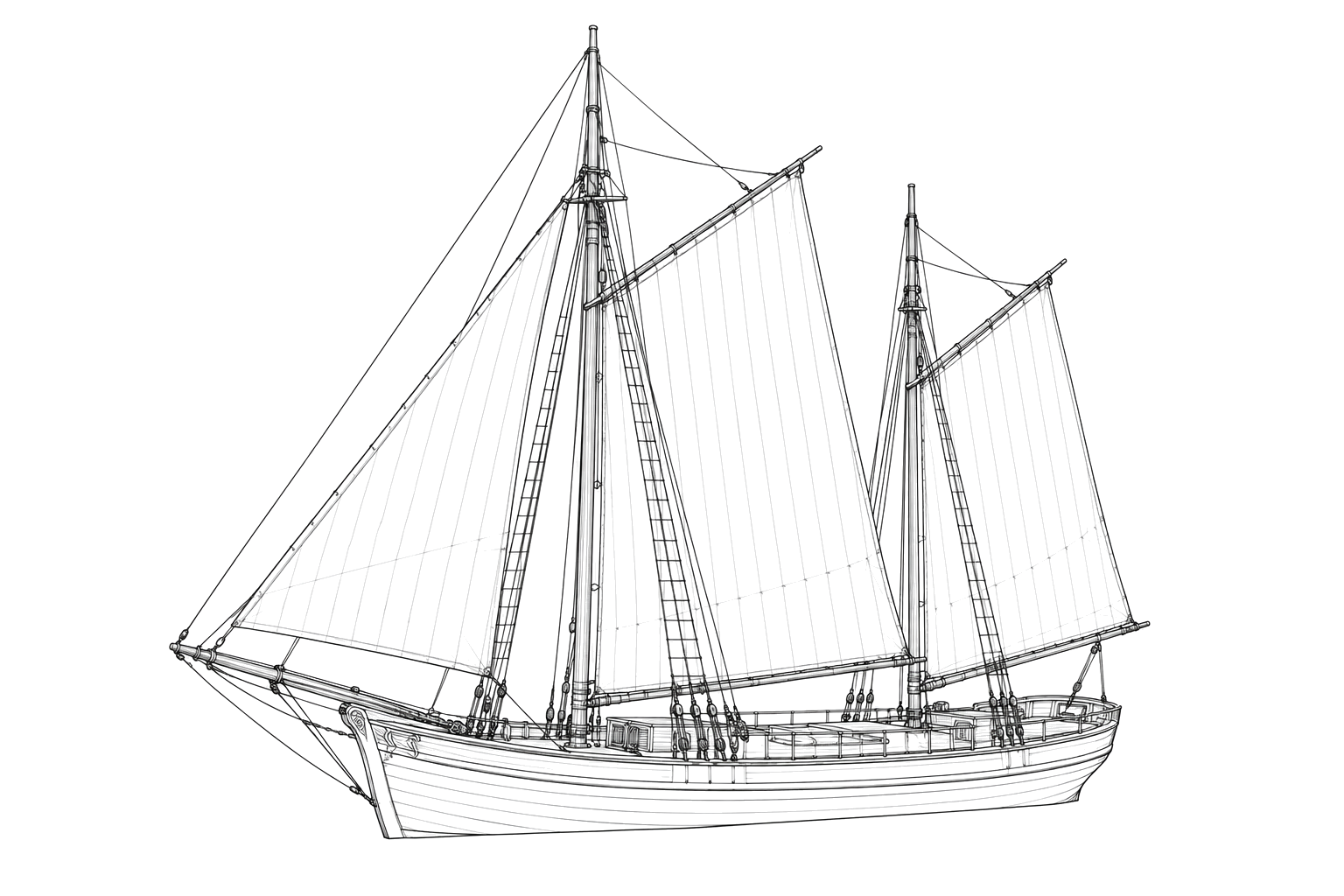 Engraved line drawing of the May Flower