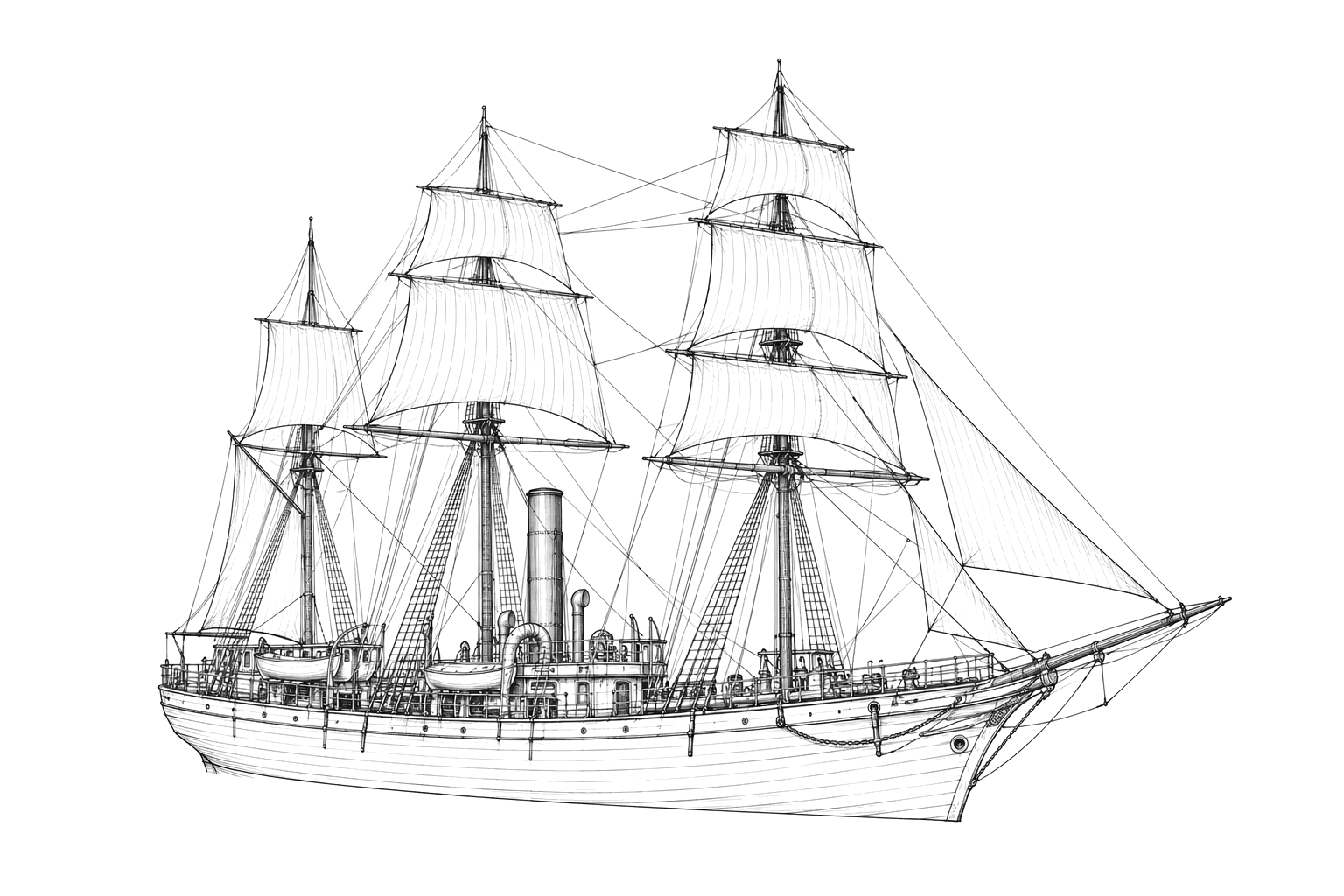 Engraved line drawing of the SS Southern Cross