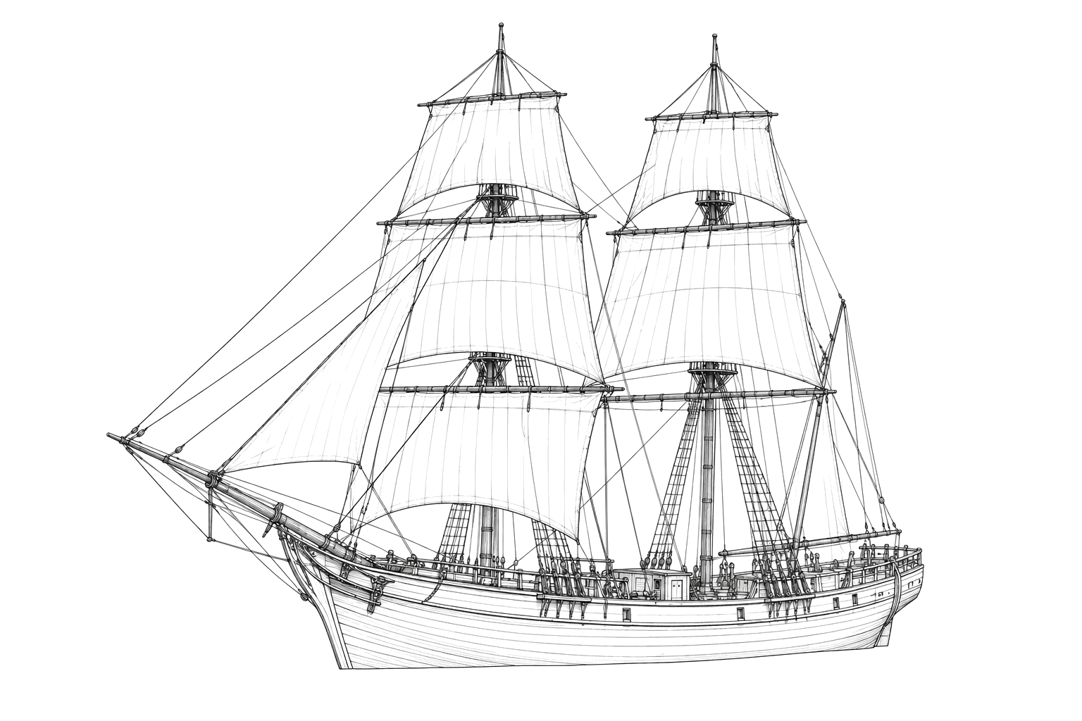 Engraved line drawing of the Esther H. Scott