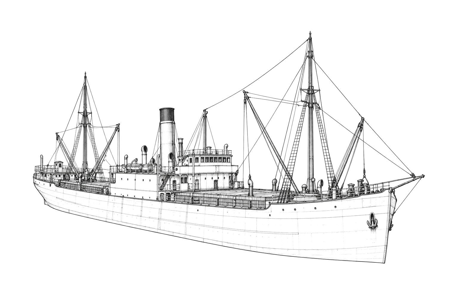 Engraved line drawing of the Bottineau