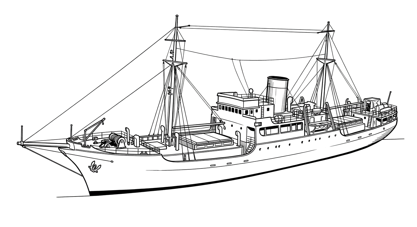 Engraved line drawing of the ARM Suchiate