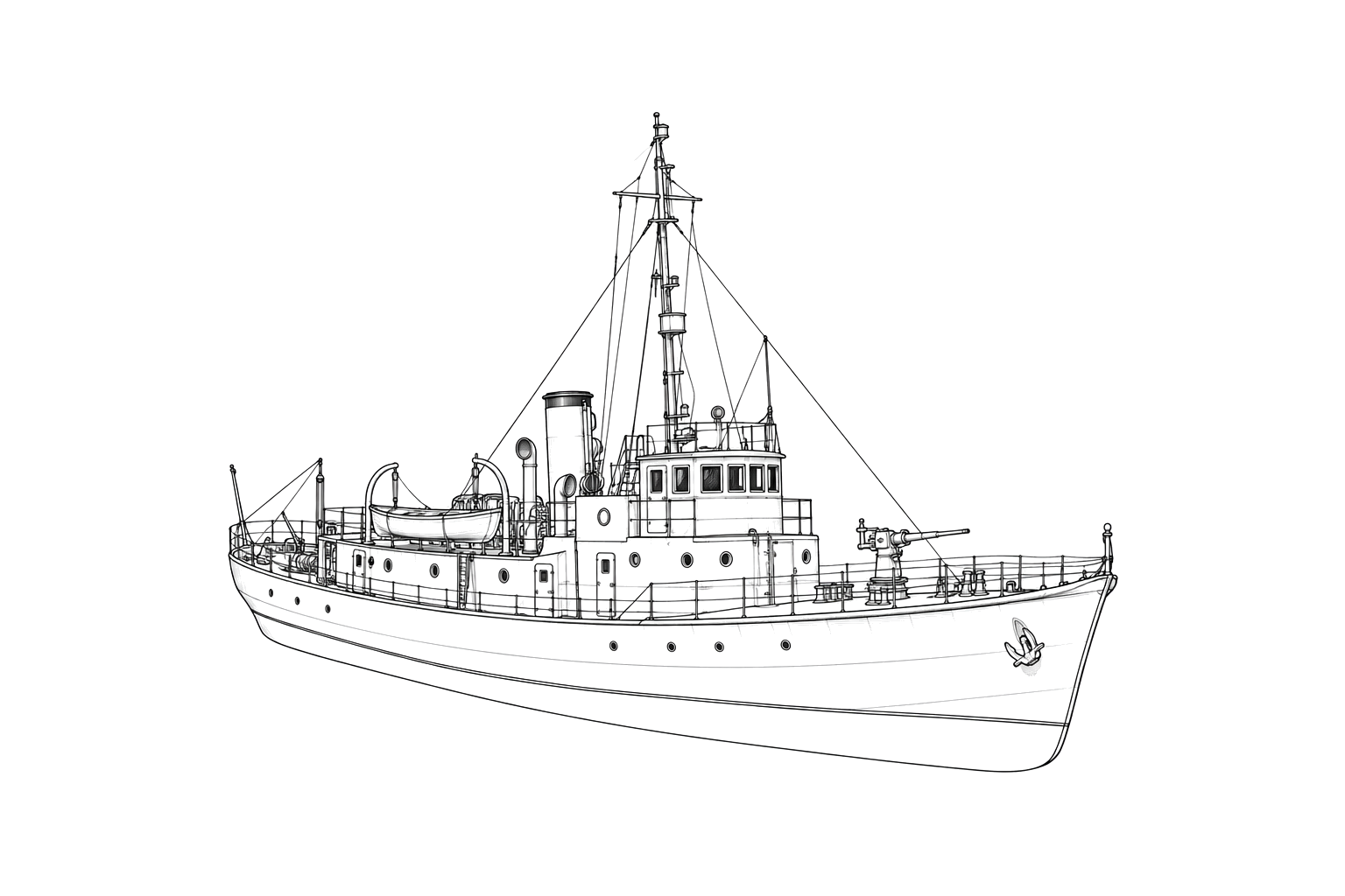 Engraved line drawing of the USCGC Jackson