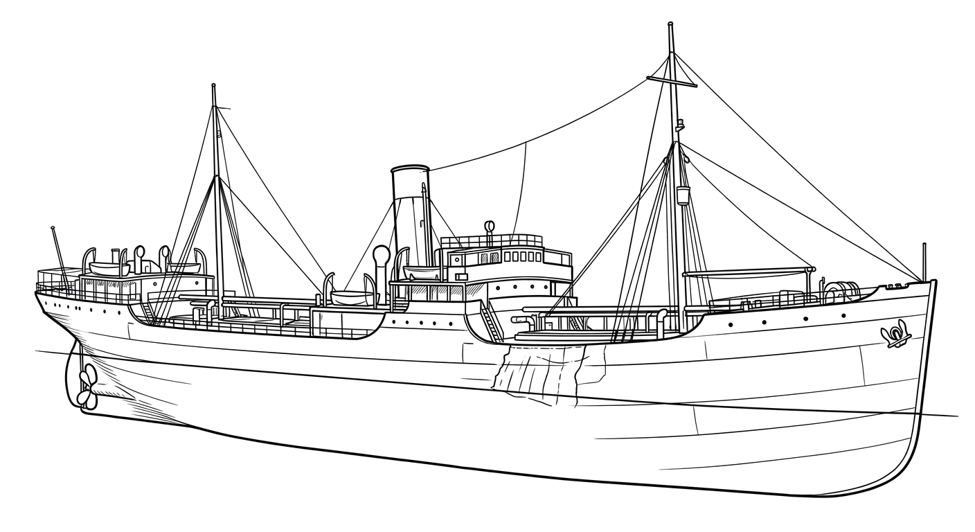 Engraved line drawing of the SS John Worthington