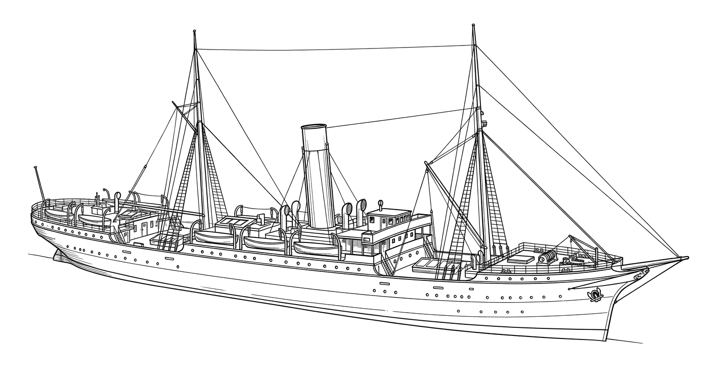 Engraved line drawing of the SS Main