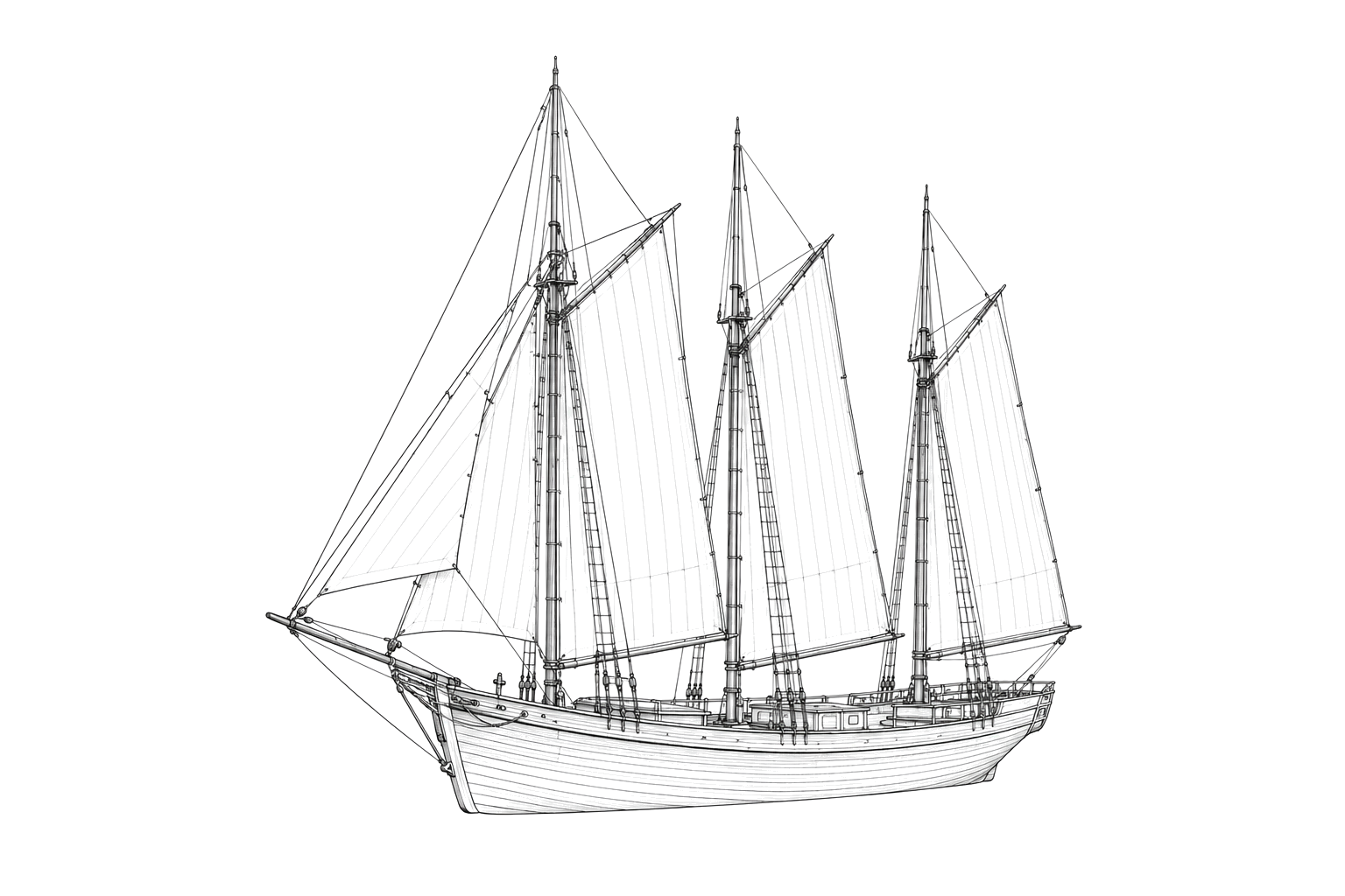 Engraved line drawing of the Pride