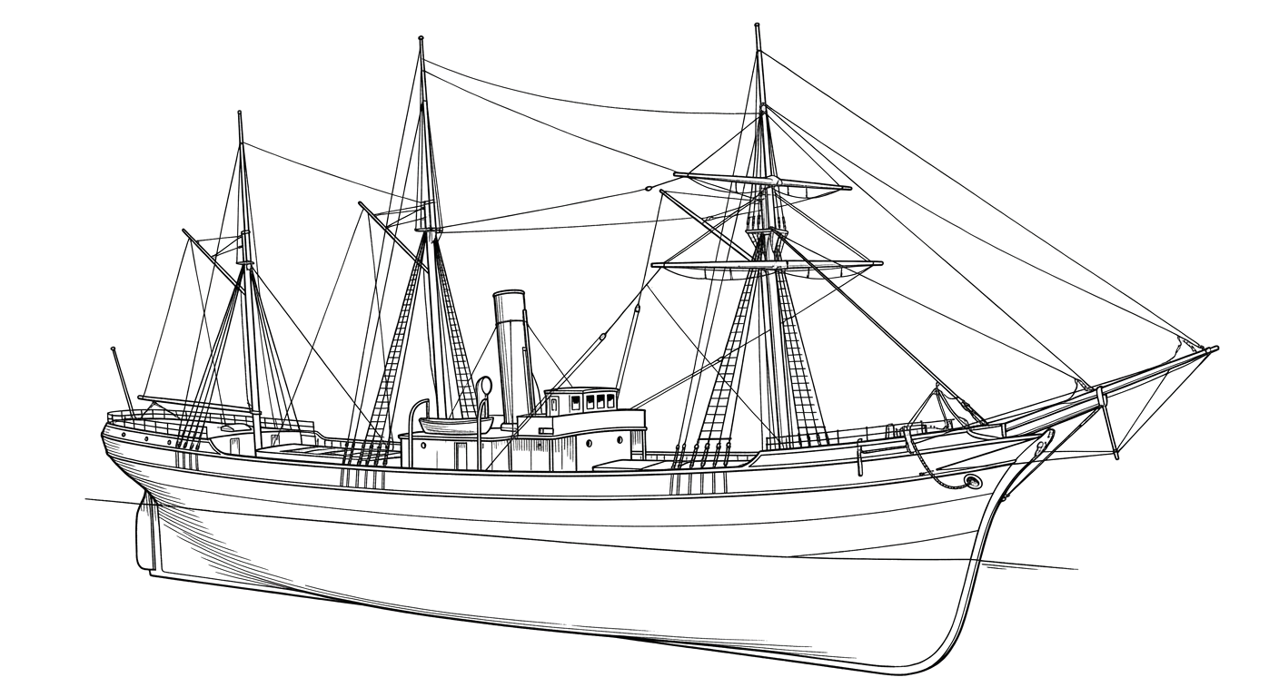 Engraved line drawing of the Black Diamond