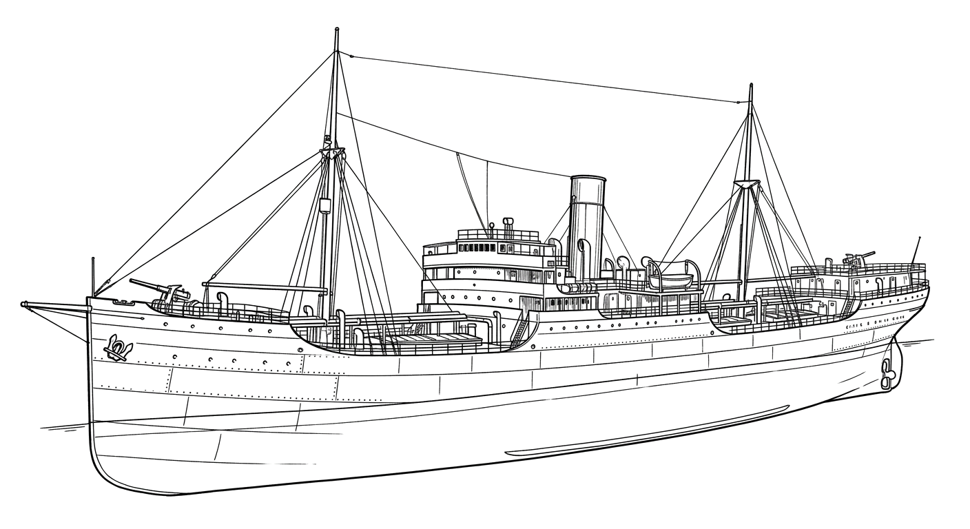 Engraved line drawing of the SS Cities Service Empire