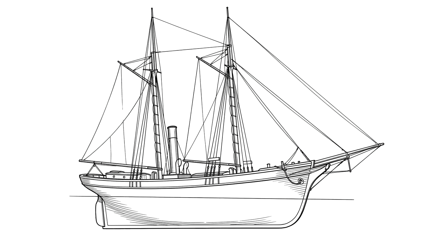 Engraved line drawing of the Walter F. Parker