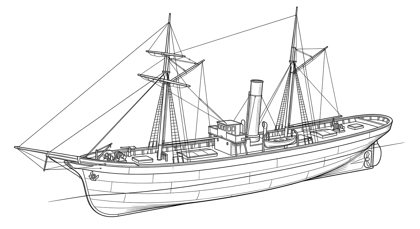 Engraved line drawing of the Gussie Telfair