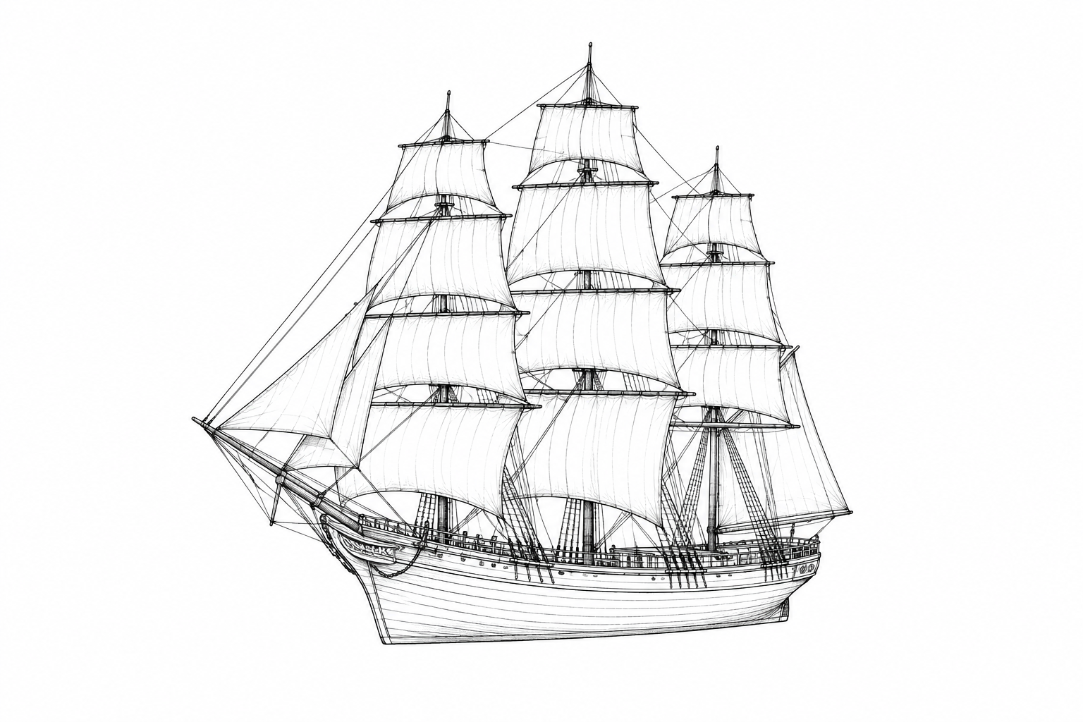 Engraved line drawing of the John Minturn