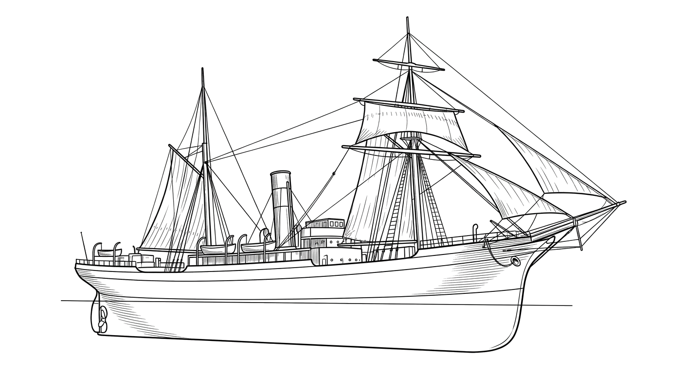Engraved line drawing of the SS Ohio