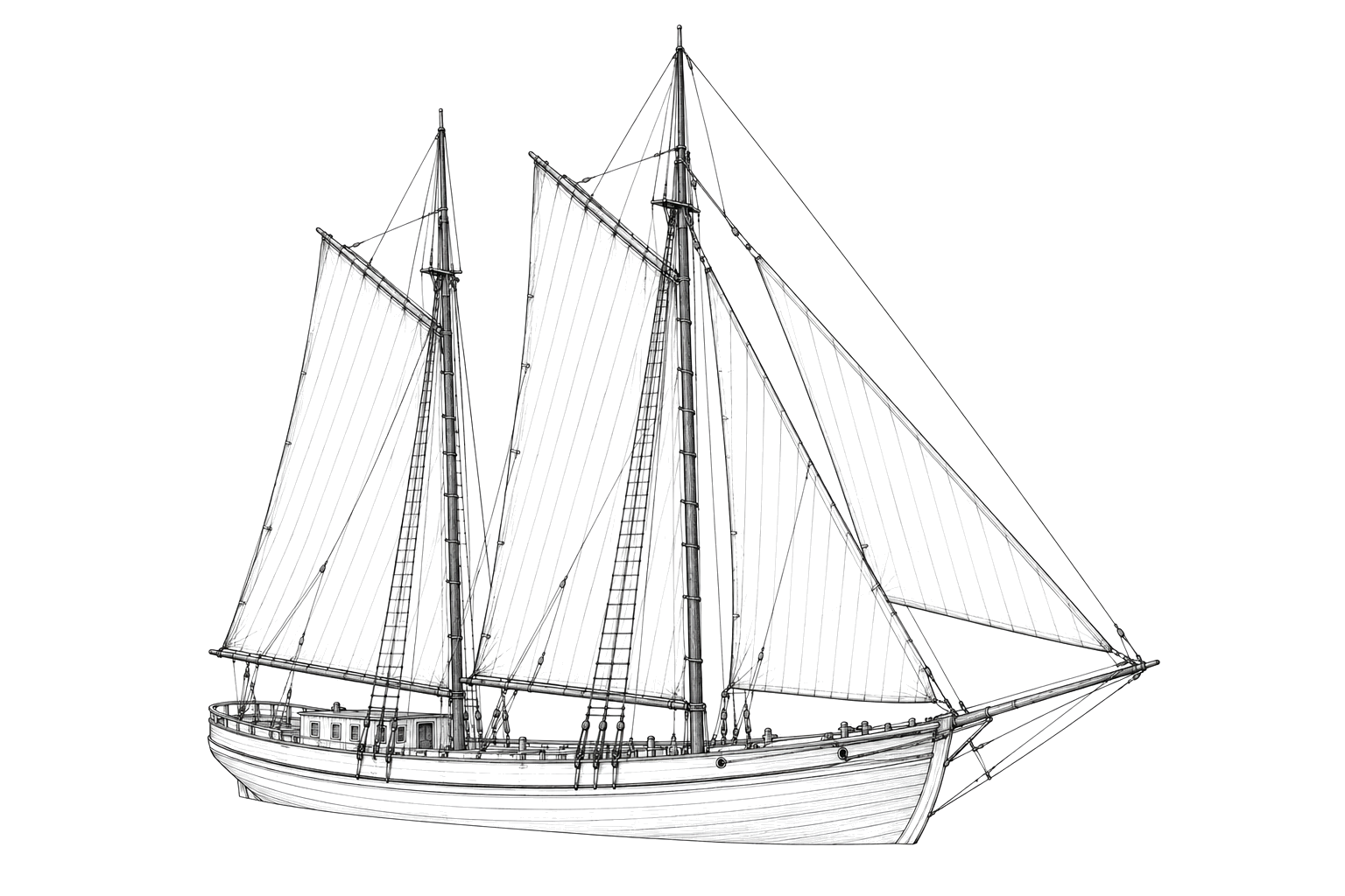 Engraved line drawing of the James Navagh
