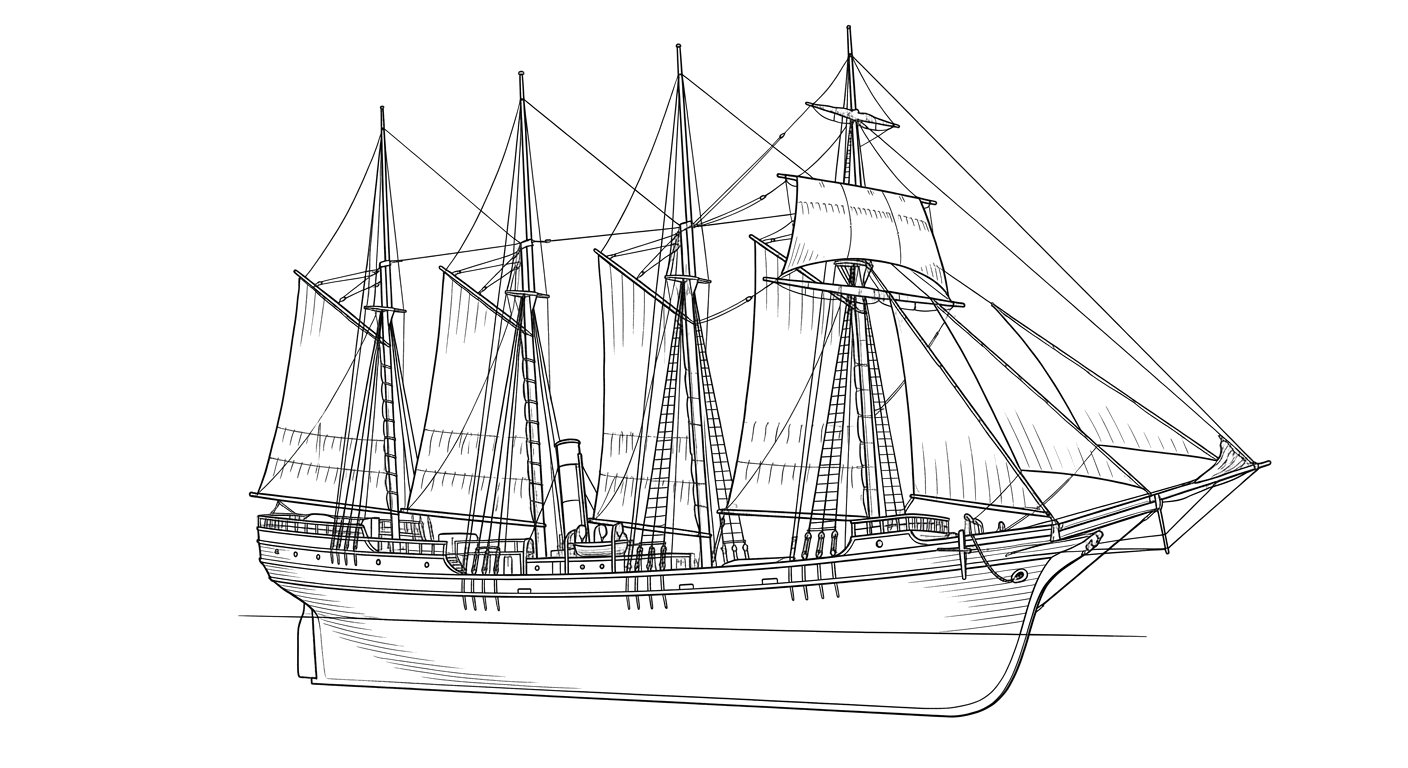 Engraved line drawing of the Muriel