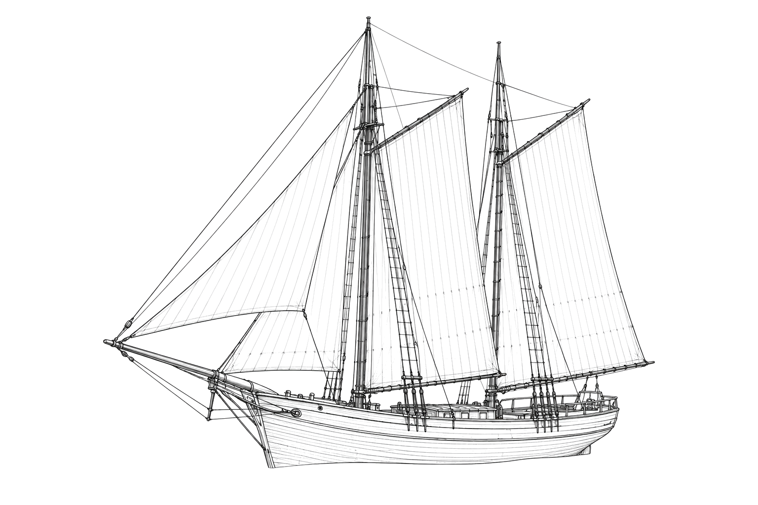 Engraved line drawing of the H.M. Scove