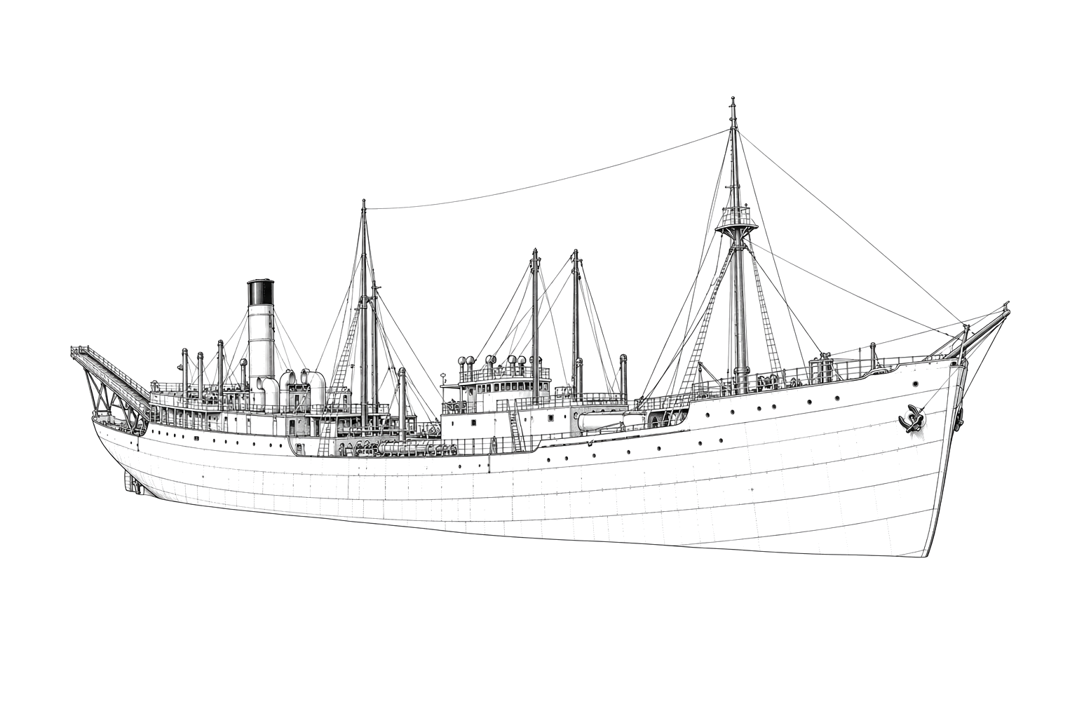 Engraved line drawing of the Lancing