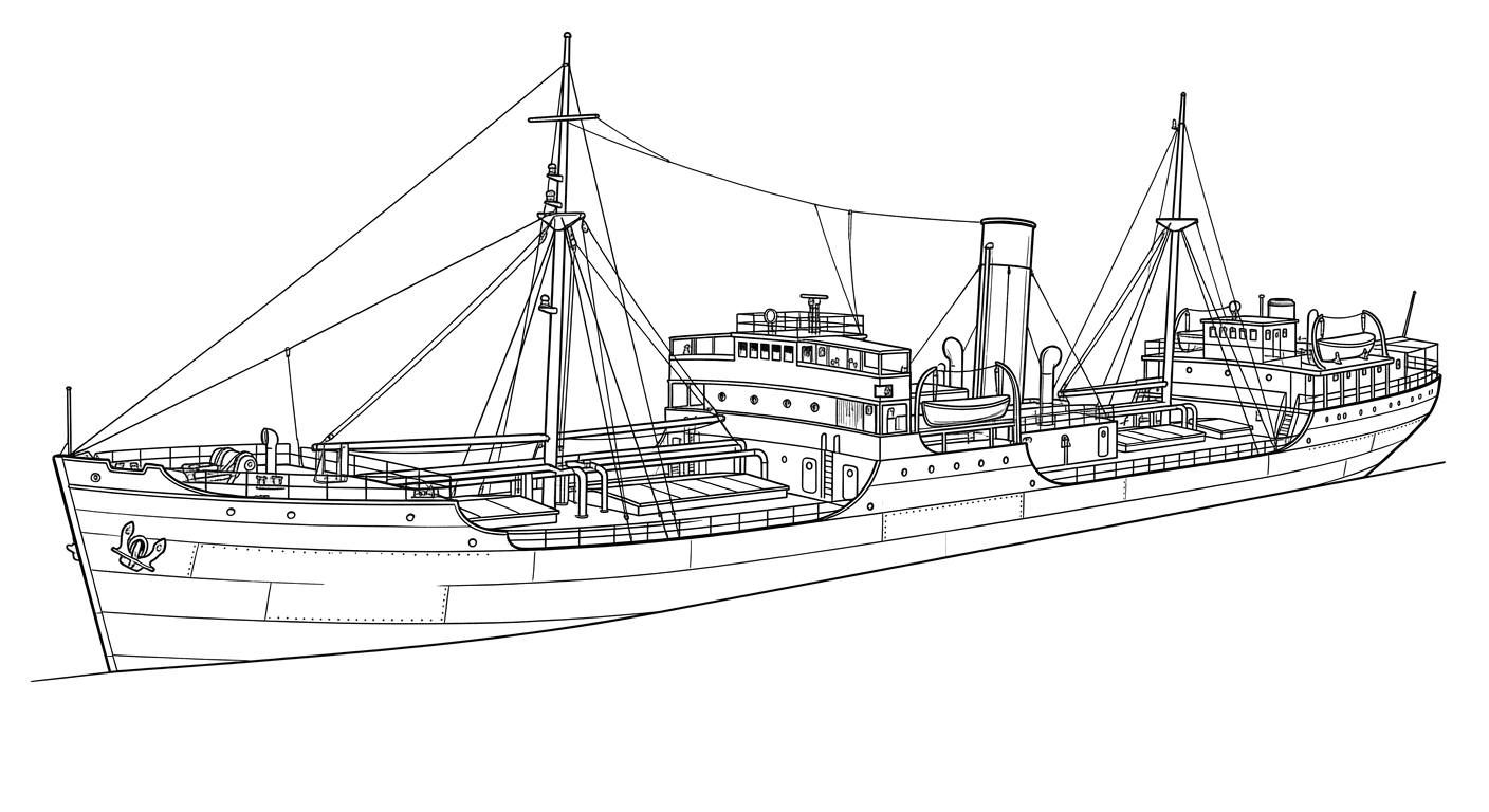 Engraved line drawing of the Frank H. Buck